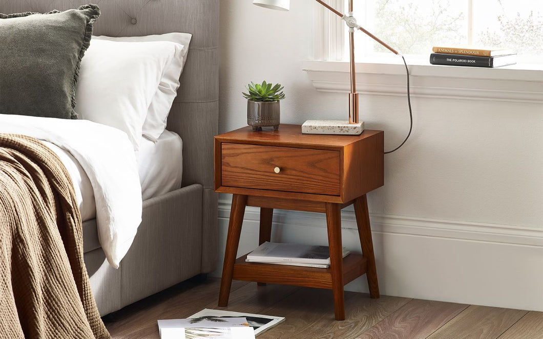 Lowry 1 Drawer Side/Bedside Table - Cherry Ash Finish