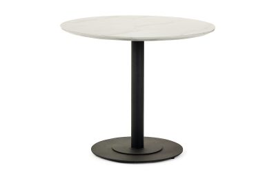Luca White Marble Effect Round Table - 80W x 80D x 75H CM