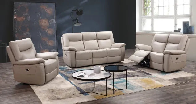 Lucia Electric/Power Recliner Sofa - Available in Black, Dark Grey, Pearl Grey or Tan