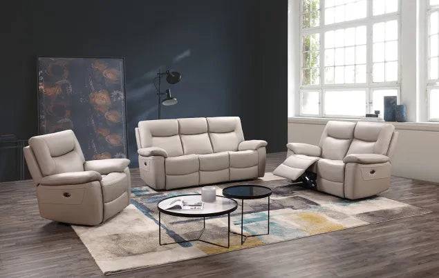 Lucia Electric/Power Recliner Sofa - Available in Black, Dark Grey, Pearl Grey or Tan