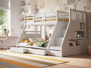 Wooden Lunar Triple Bunk Bed Grey - Available in Grey Or White