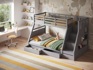 Wooden Lunar Triple Bunk Bed Grey - Available in Grey Or White