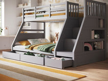 Load image into Gallery viewer, Wooden Lunar Triple Bunk Bed Grey - Available in Grey Or White
