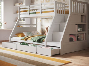 Wooden Lunar Triple Bunk Bed Grey - Available in Grey Or White