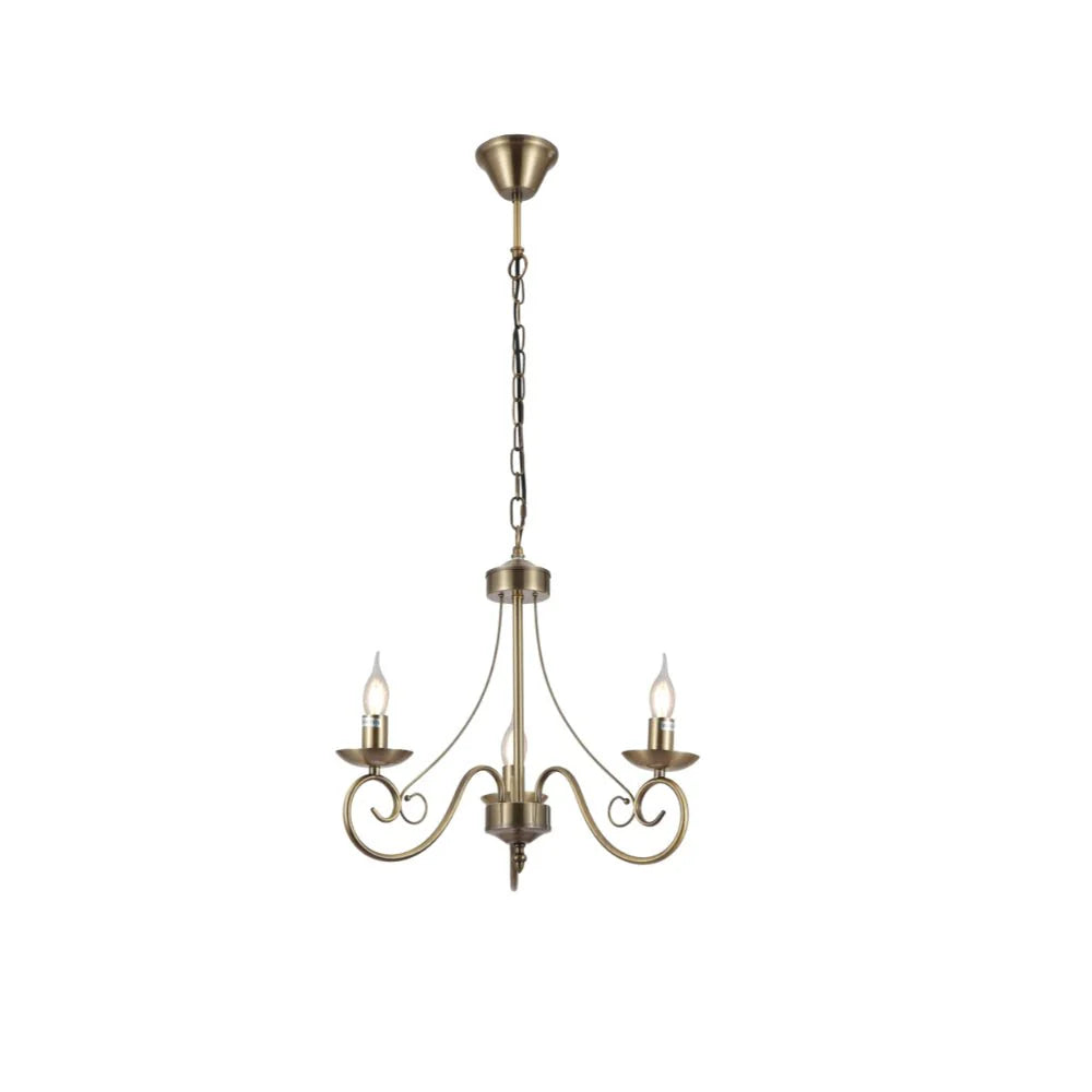 Pegasus Candle Vintage Antique Brass French Chandelier Ceiling Light E14 - Available in 3, 5 & 8 Candle