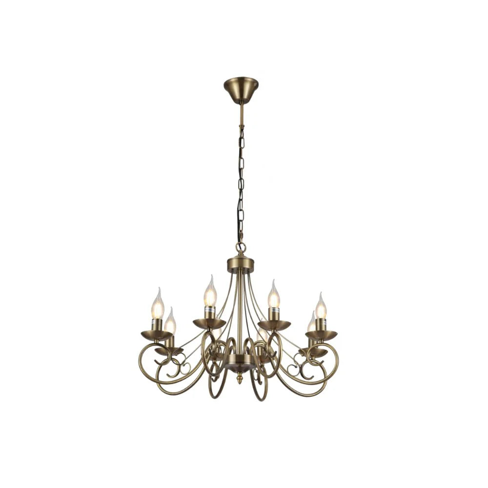 Pegasus Candle Vintage Antique Brass French Chandelier Ceiling Light E14 - Available in 3, 5 & 8 Candle