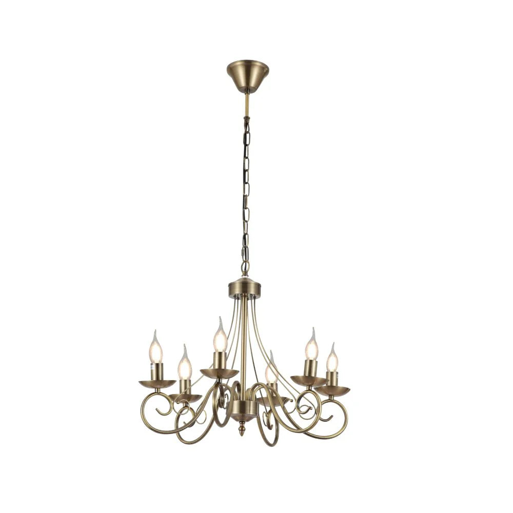 Pegasus Candle Vintage Antique Brass French Chandelier Ceiling Light E14 - Available in 3, 5 & 8 Candle