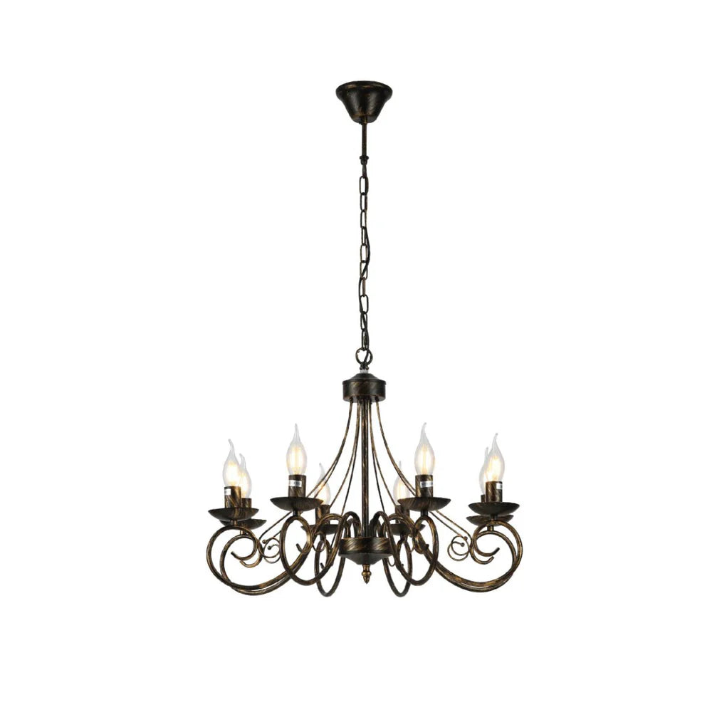 Pegasus Candle Vintage Gold Patinated Black French Chandelier Ceiling Light E14 - Available in 3, 5 & 8 Candles
