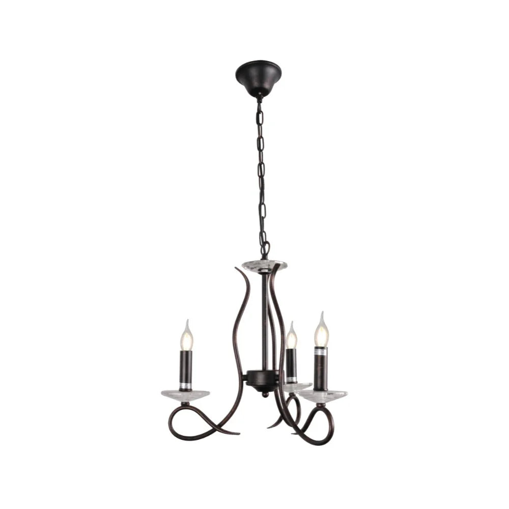 Pictor Candle Vintage Rustic Black French Chandelier Ceiling Light - Available in 3, 5 & 8 Candles