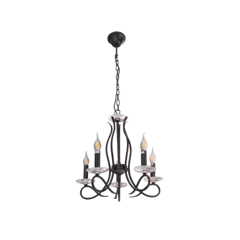 Pictor Candle Vintage Rustic Black French Chandelier Ceiling Light - Available in 3, 5 & 8 Candles