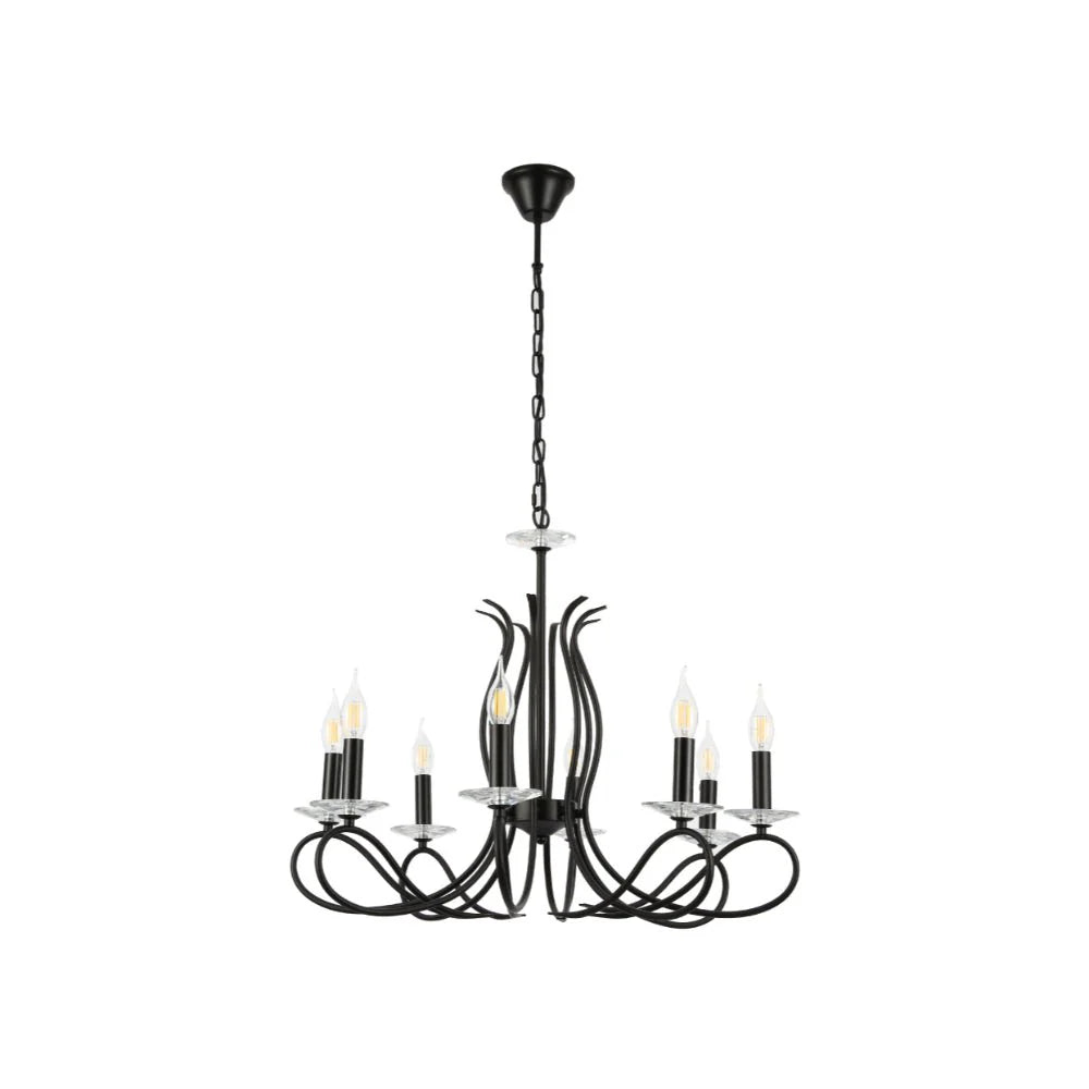 Pictor Candle Vintage Rustic Black French Chandelier Ceiling Light - Available in 3, 5 & 8 Candles