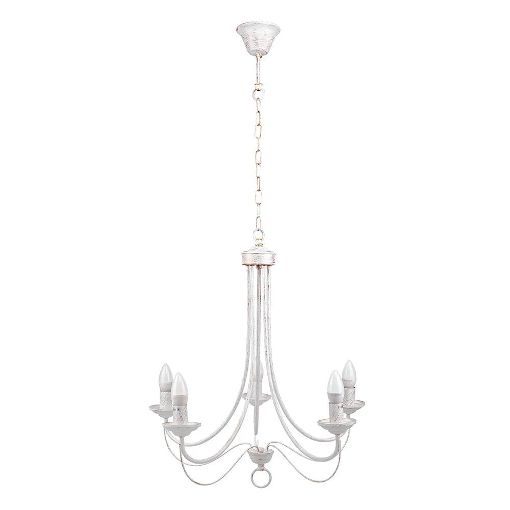 Orion Gold Brushed White Rice Minimalist Arm Candle Ceiling Chandelier Light - Wall Light Option - Available in 3, 5 & 8 Candle