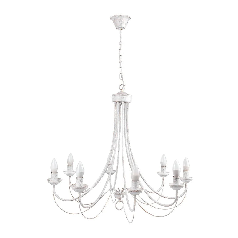 Orion Gold Brushed White Rice Minimalist Arm Candle Ceiling Chandelier Light - Wall Light Option - Available in 3, 5 & 8 Candle