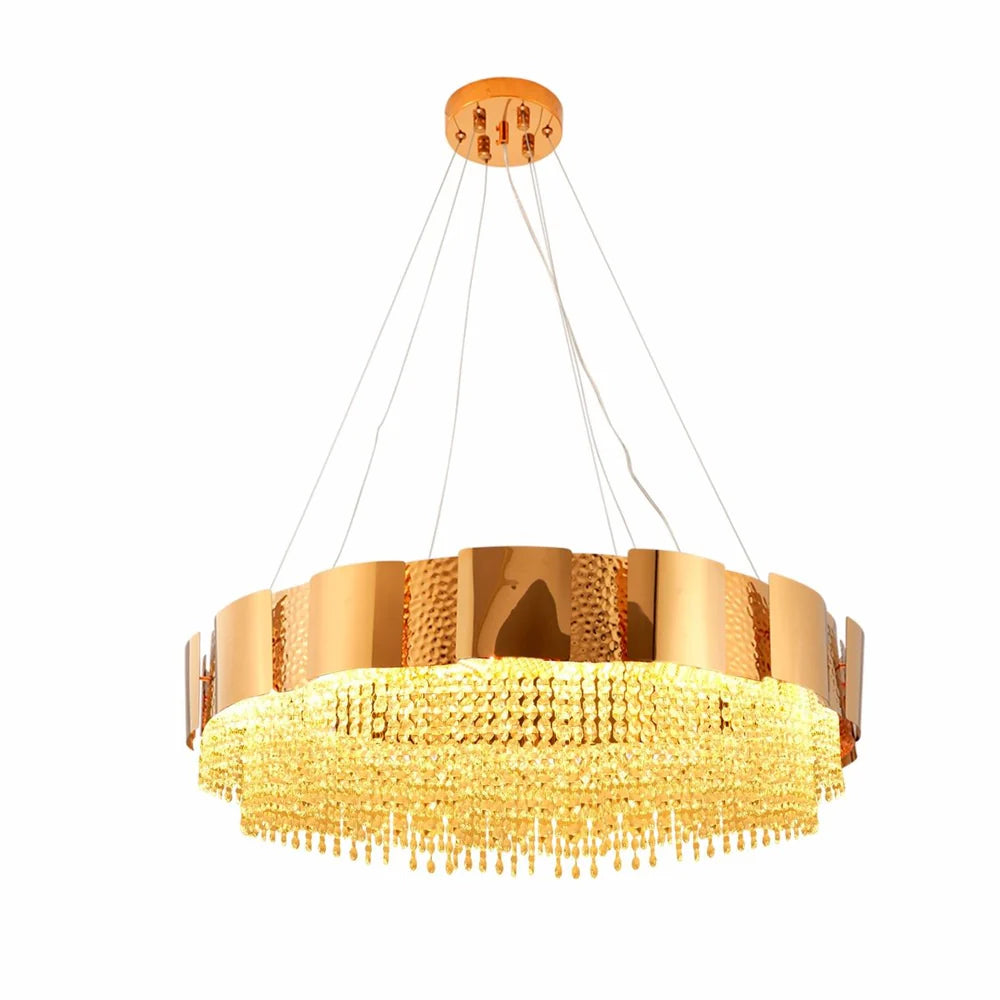 Mercury Octagon Crystal Gold Metal Kitchen Island Chandelier Ceiling Light E14 - Island or Round Shaped - 4 Size Options
