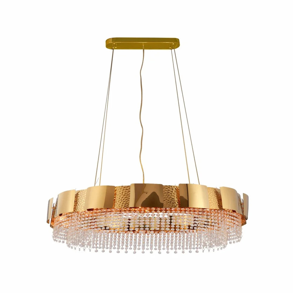 Mercury Octagon Crystal Gold Metal Kitchen Island Chandelier Ceiling Light E14 - Island or Round Shaped - 4 Size Options