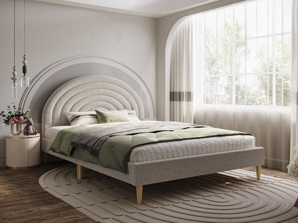Ava Boucle Fabric Bed - Available in Double - Mattress Options