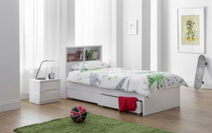 Stylish Manhattan Bookcase Bed - White - Optional Underbed Drawer