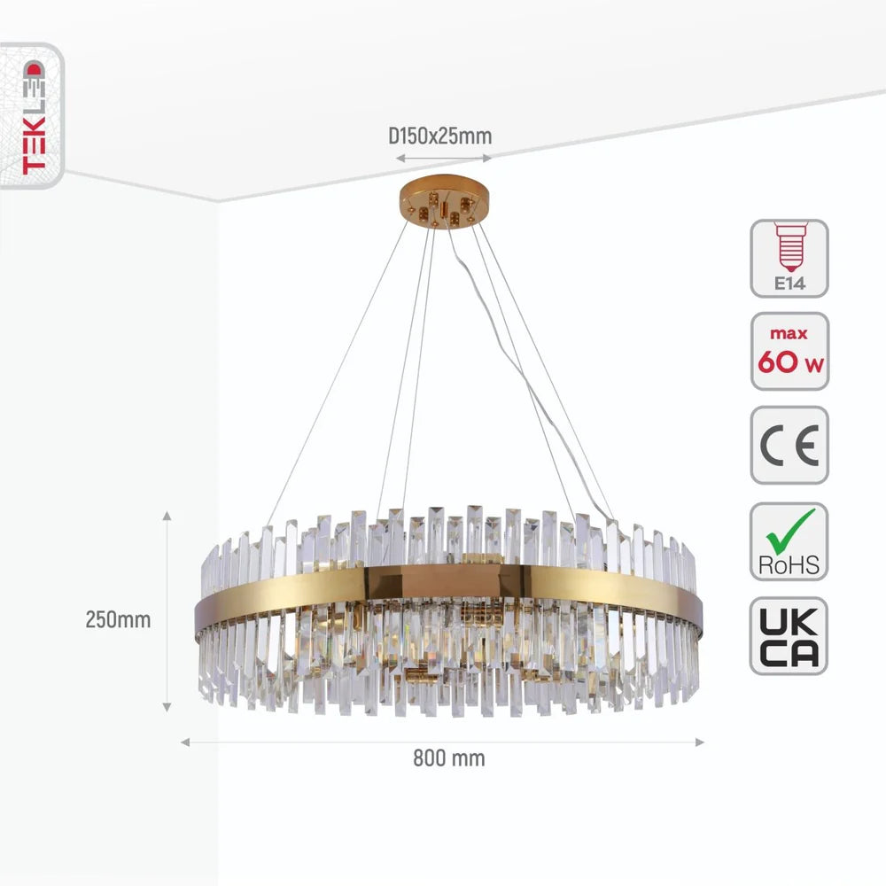 Saturn Crystal Gold Metal Chandelier Ceiling Light E14 - Available in 4 Sizes