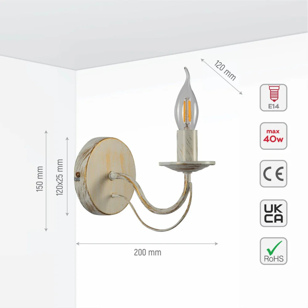 Orion Gold Brushed White Rice Minimalist Arm Candle Ceiling Chandelier Light - Wall Light Option - Available in 3, 5 & 8 Candle