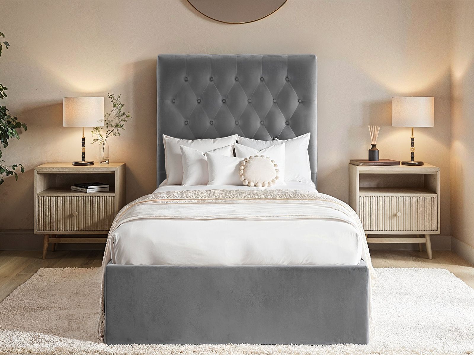 Luxury Milan Velvet Single Ottoman/Storage Bed - Available in Steel Grey or Blush Pink - Mattress Options