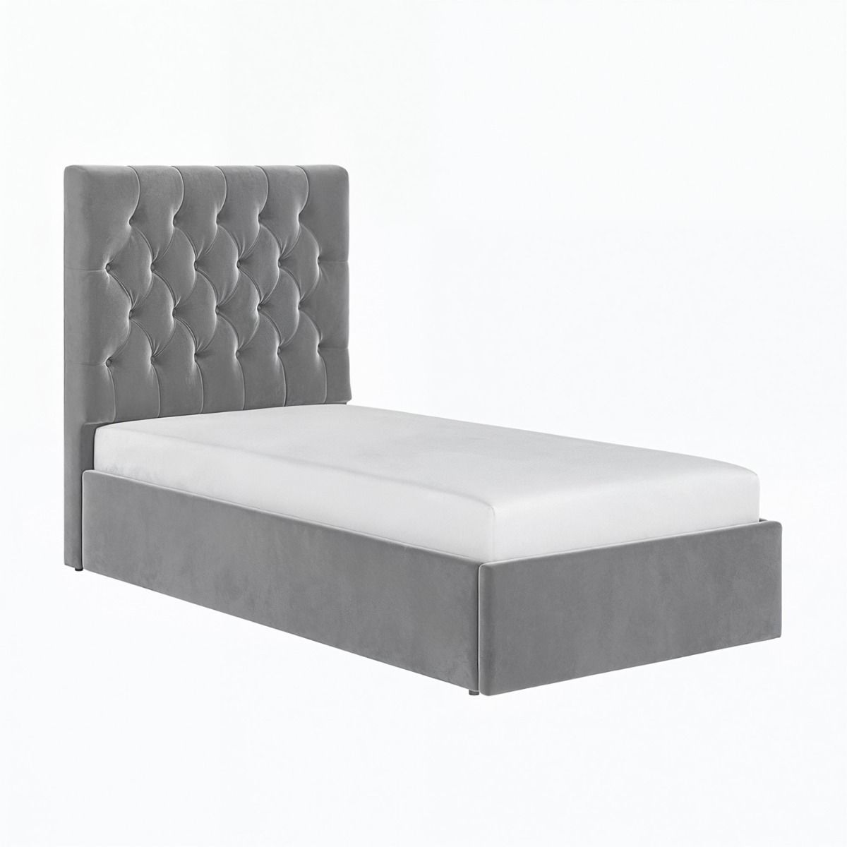 Luxury Milan Velvet Single Ottoman/Storage Bed - Available in Steel Grey or Blush Pink - Mattress Options