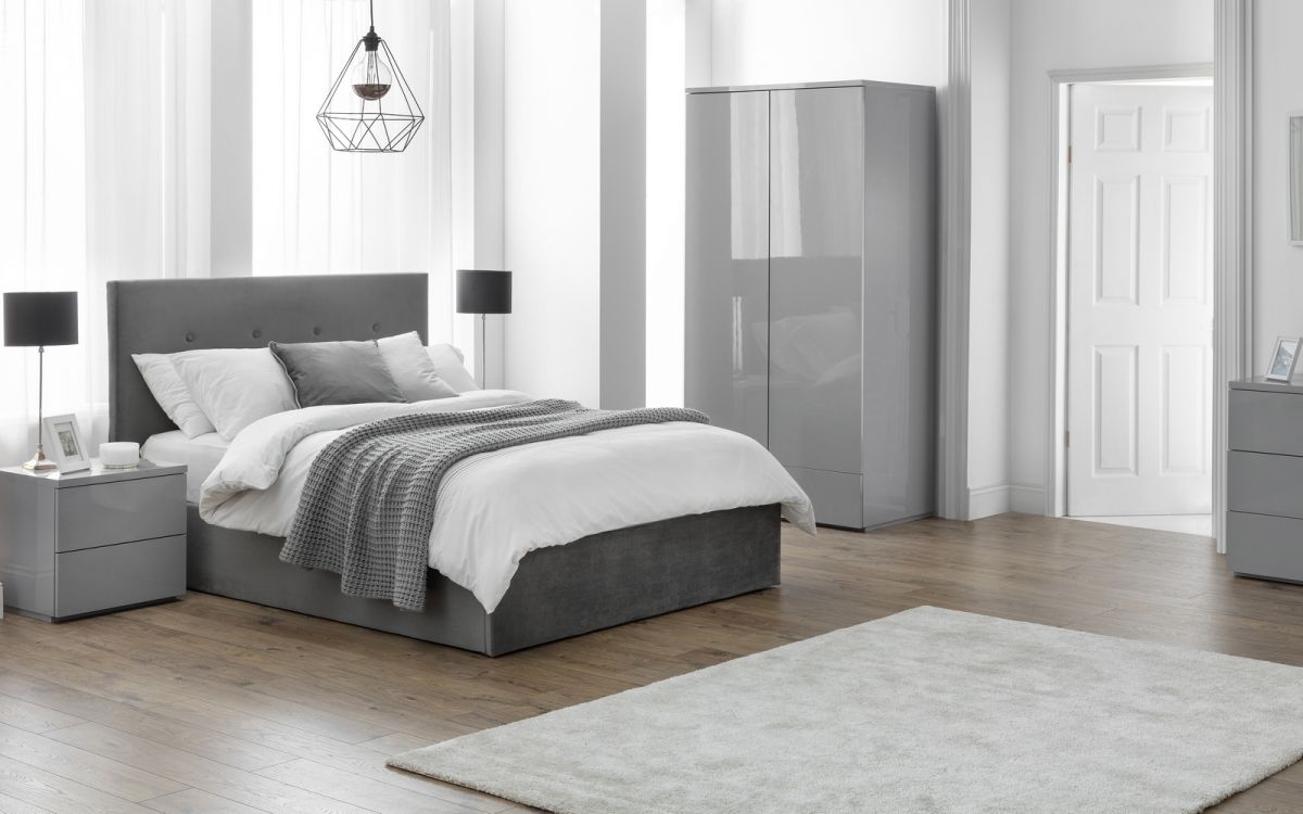 The Rock 2 Drawer Bedside - High Gloss Grey