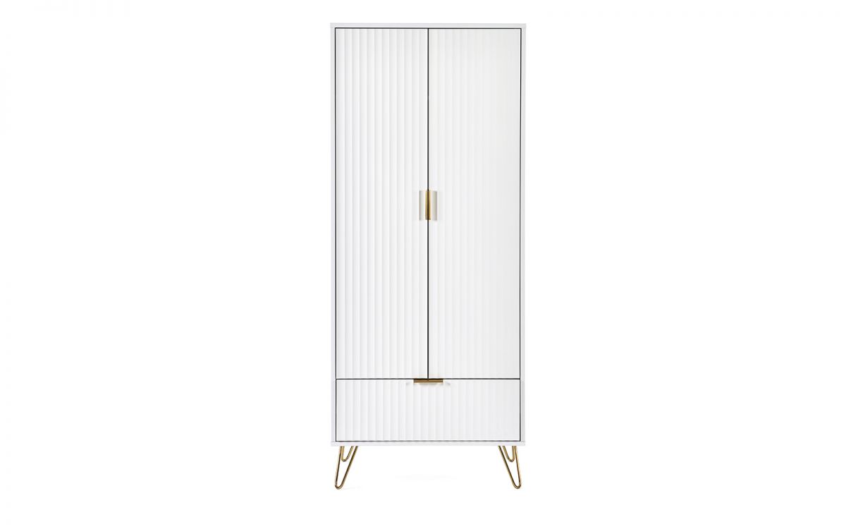 Murano Bedroom Range - In Matt White - Available in: Bedside, 3 Drawer Chest, 5 Drawer Tallboy Chest, 5 Drawer Chest, 6 Drawer Chest & 2 Door-1 Drawer Wardrobe