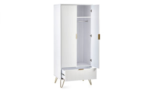 Murano Bedroom Range - In Matt White - Available in: Bedside, 3 Drawer Chest, 5 Drawer Tallboy Chest, 5 Drawer Chest, 6 Drawer Chest & 2 Door-1 Drawer Wardrobe