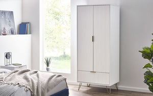 Murano Bedroom Range - In Matt White - Available in: Bedside, 3 Drawer Chest, 5 Drawer Tallboy Chest, 5 Drawer Chest, 6 Drawer Chest & 2 Door-1 Drawer Wardrobe