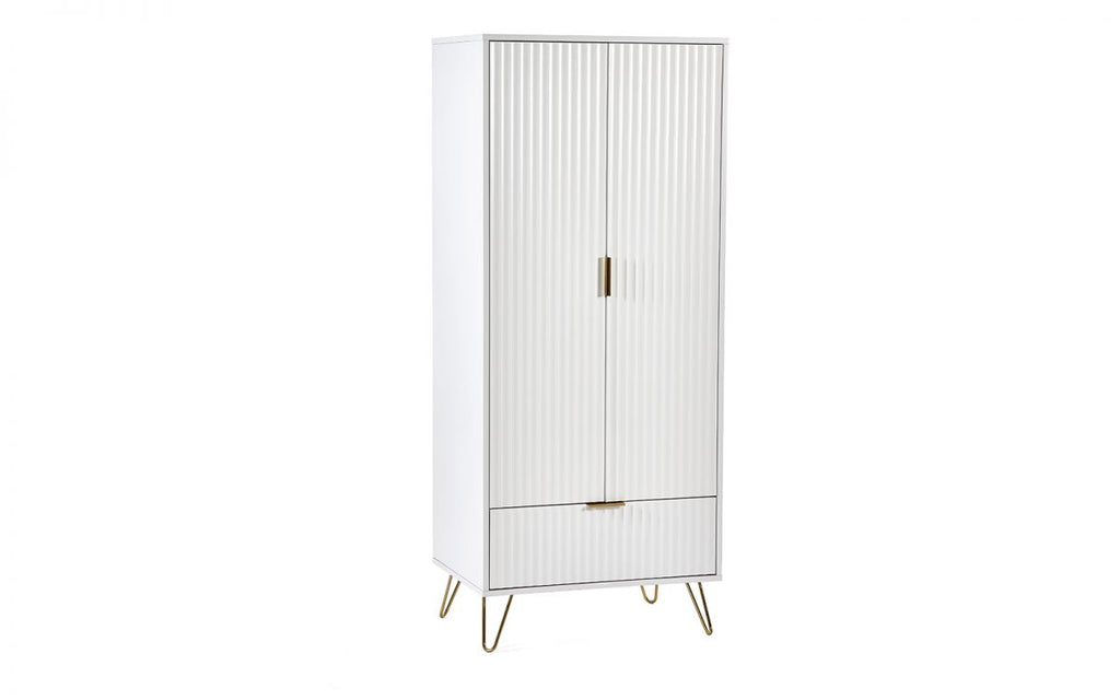 Murano Bedroom Range - In Matt White - Available in: Bedside, 3 Drawer Chest, 5 Drawer Tallboy Chest, 5 Drawer Chest, 6 Drawer Chest & 2 Door-1 Drawer Wardrobe
