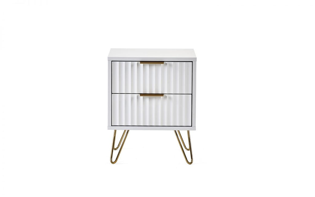 Murano Bedroom Range - In Matt White - Available in: Bedside, 3 Drawer Chest, 5 Drawer Tallboy Chest, 5 Drawer Chest, 6 Drawer Chest & 2 Door-1 Drawer Wardrobe