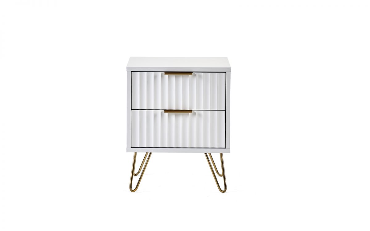 Murano Bedroom Range - In Matt White - Available in: Bedside, 3 Drawer Chest, 5 Drawer Tallboy Chest, 5 Drawer Chest, 6 Drawer Chest & 2 Door-1 Drawer Wardrobe