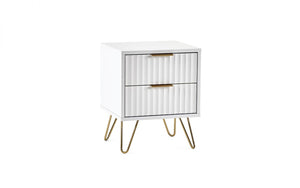 Murano Bedroom Range - In Matt White - Available in: Bedside, 3 Drawer Chest, 5 Drawer Tallboy Chest, 5 Drawer Chest, 6 Drawer Chest & 2 Door-1 Drawer Wardrobe