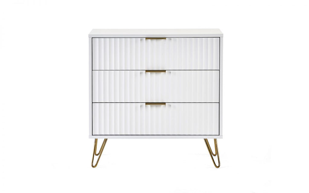 Murano Bedroom Range - In Matt White - Available in: Bedside, 3 Drawer Chest, 5 Drawer Tallboy Chest, 5 Drawer Chest, 6 Drawer Chest & 2 Door-1 Drawer Wardrobe
