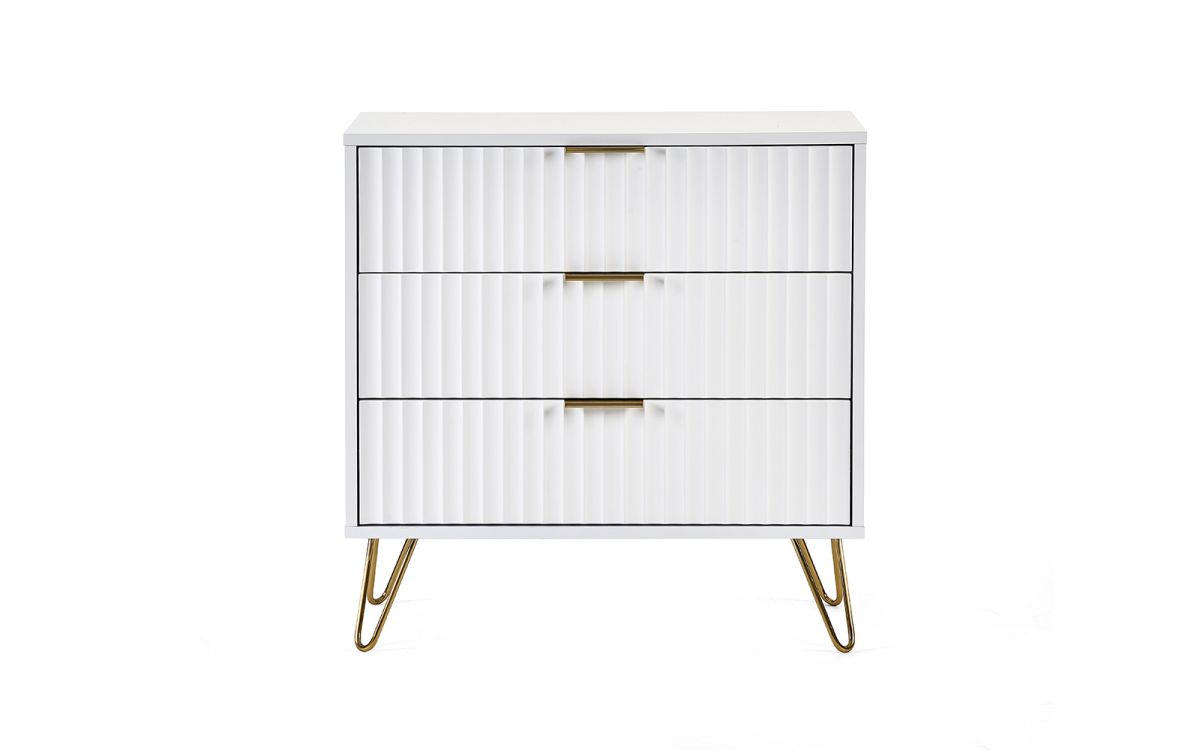 Murano Bedroom Range - In Matt White - Available in: Bedside, 3 Drawer Chest, 5 Drawer Tallboy Chest, 5 Drawer Chest, 6 Drawer Chest & 2 Door-1 Drawer Wardrobe