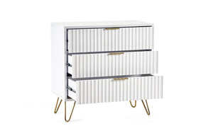 Murano Bedroom Range - In Matt White - Available in: Bedside, 3 Drawer Chest, 5 Drawer Tallboy Chest, 5 Drawer Chest, 6 Drawer Chest & 2 Door-1 Drawer Wardrobe