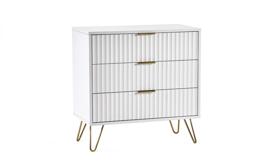 Murano Bedroom Range - In Matt White - Available in: Bedside, 3 Drawer Chest, 5 Drawer Tallboy Chest, 5 Drawer Chest, 6 Drawer Chest & 2 Door-1 Drawer Wardrobe