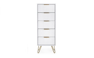 Murano Bedroom Range - In Matt White - Available in: Bedside, 3 Drawer Chest, 5 Drawer Tallboy Chest, 5 Drawer Chest, 6 Drawer Chest & 2 Door-1 Drawer Wardrobe