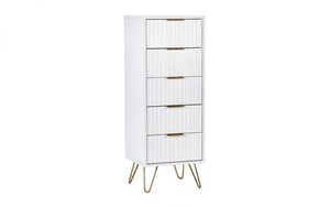 Murano Bedroom Range - In Matt White - Available in: Bedside, 3 Drawer Chest, 5 Drawer Tallboy Chest, 5 Drawer Chest, 6 Drawer Chest & 2 Door-1 Drawer Wardrobe