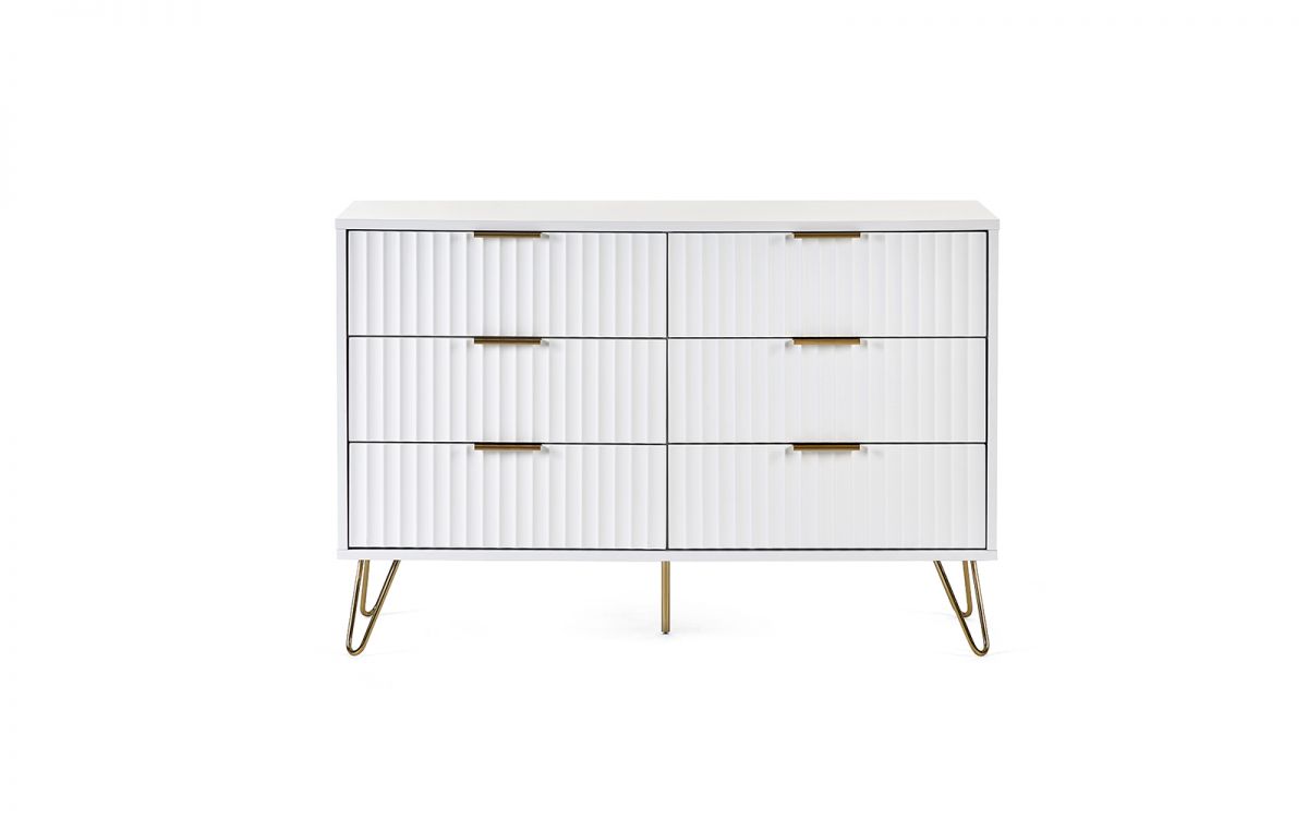 Murano Bedroom Range - In Matt White - Available in: Bedside, 3 Drawer Chest, 5 Drawer Tallboy Chest, 5 Drawer Chest, 6 Drawer Chest & 2 Door-1 Drawer Wardrobe