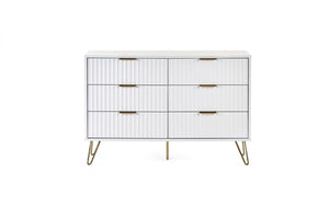 Murano Bedroom Range - In Matt White - Available in: Bedside, 3 Drawer Chest, 5 Drawer Tallboy Chest, 5 Drawer Chest, 6 Drawer Chest & 2 Door-1 Drawer Wardrobe