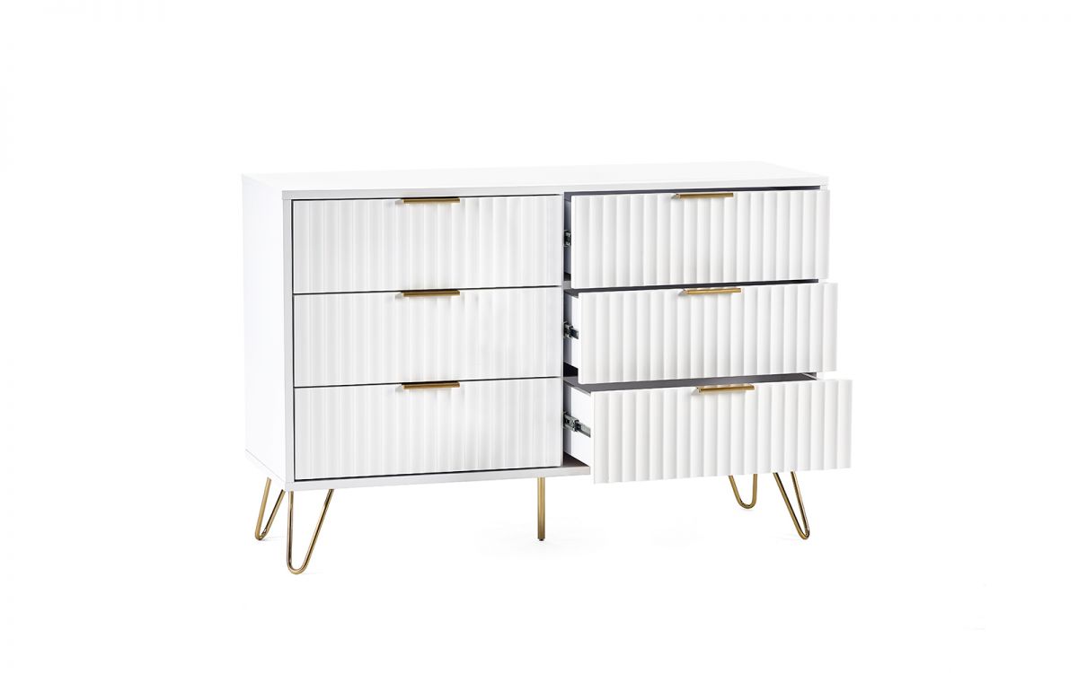 Murano Bedroom Range - In Matt White - Available in: Bedside, 3 Drawer Chest, 5 Drawer Tallboy Chest, 5 Drawer Chest, 6 Drawer Chest & 2 Door-1 Drawer Wardrobe