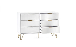 Murano Bedroom Range - In Matt White - Available in: Bedside, 3 Drawer Chest, 5 Drawer Tallboy Chest, 5 Drawer Chest, 6 Drawer Chest & 2 Door-1 Drawer Wardrobe