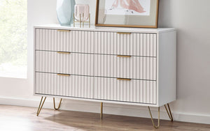 Murano Bedroom Range - In Matt White - Available in: Bedside, 3 Drawer Chest, 5 Drawer Tallboy Chest, 5 Drawer Chest, 6 Drawer Chest & 2 Door-1 Drawer Wardrobe