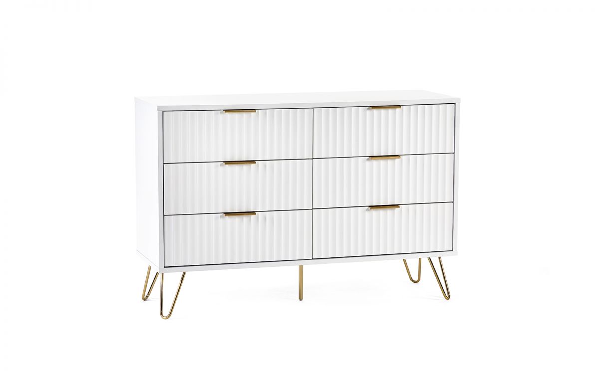 Murano Bedroom Range - In Matt White - Available in: Bedside, 3 Drawer Chest, 5 Drawer Tallboy Chest, 5 Drawer Chest, 6 Drawer Chest & 2 Door-1 Drawer Wardrobe