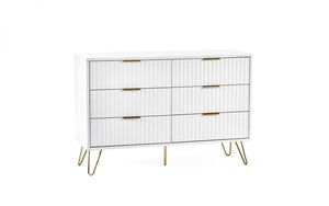 Murano Bedroom Range - In Matt White - Available in: Bedside, 3 Drawer Chest, 5 Drawer Tallboy Chest, 5 Drawer Chest, 6 Drawer Chest & 2 Door-1 Drawer Wardrobe