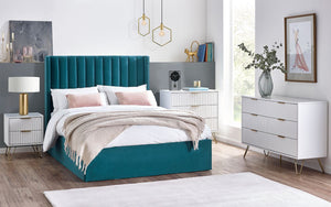 Murano Bedroom Range - In Matt White - Available in: Bedside, 3 Drawer Chest, 5 Drawer Tallboy Chest, 5 Drawer Chest, 6 Drawer Chest & 2 Door-1 Drawer Wardrobe