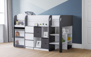 Kids Saturn Midsleeper - Available in White & Charcoal or Taupe - Mattress Option