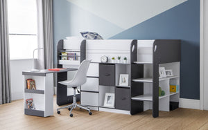 Kids Saturn Midsleeper - Available in White & Charcoal or Taupe - Mattress Option