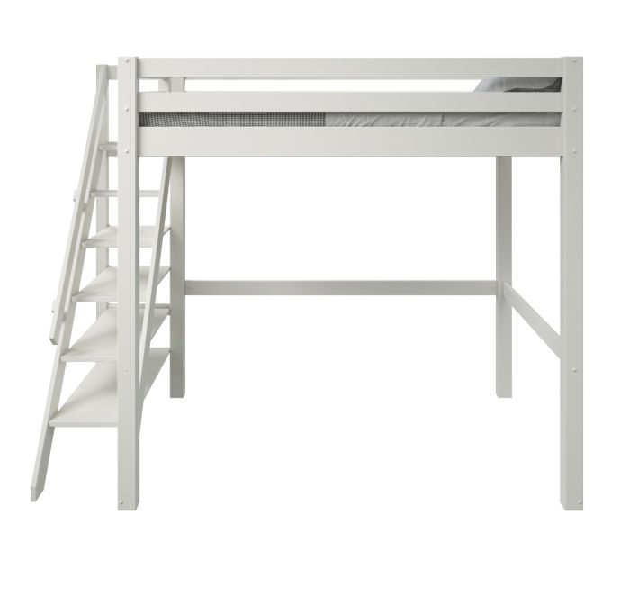 Studio Loft Bed Double High Sleeper - Available in Grey Or White